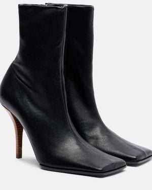 Alaïa Leather Ankle Boots - Black