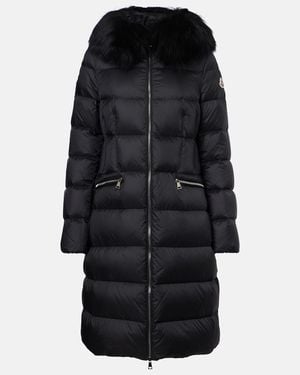 Moncler Boedic Shearling-Trimmed Down Coat - Black