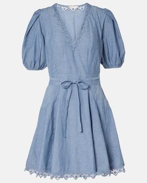Ulla Johnson Camila Lace-Trimmed Cotton Minidress - Blue