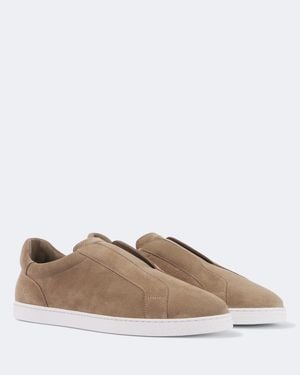 Magnanni Open Suede Trainers - Natural