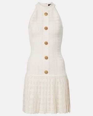 Balmain Checked Minidress - Natural