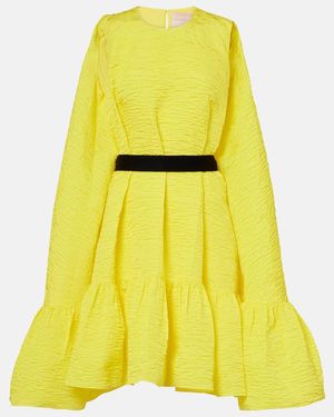 ROKSANDA Elia Caped Ruffled Cloque Minidress - Yellow