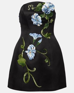 LEO LIN Zaria Floral-Applique Bustier Dress - Black