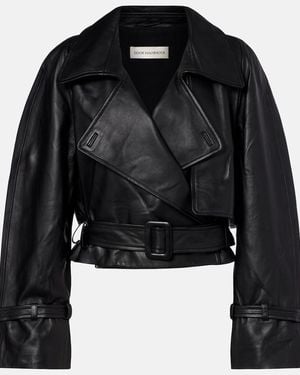 Nour Hammour Hatti Cropped Leather Jacket - Black