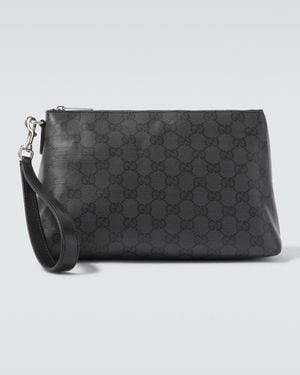 Gucci Essence Classic Small Gg Canvas Pouch - Black