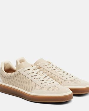 Loro Piana Sneakers Tennis Aus Leder Mit Veloursleder - Weiß
