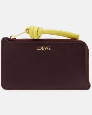 Loewe Knot Leather Card Holder - Red