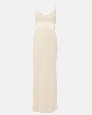 STAUD Tara Cotton Crochet Maxi Dress - White