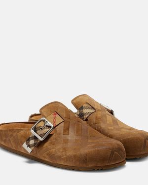 Burberry Slippers Aus Veloursleder - Braun