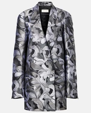 Dries Van Noten Double-Breasted Jacquard Blazer - Black