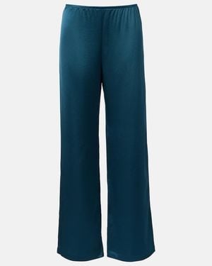 Leset Barb Satin Wide-Leg Pants - Blue
