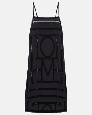 TOTEME Embroidered Silk Midi Dress - Black