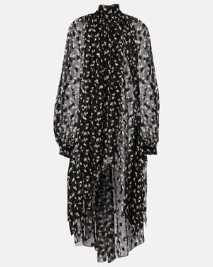 Chloé Floral Silk Chiffon Midi Dress - Black