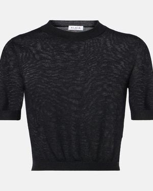 Alaïa Cropped Cashmere Top - Black
