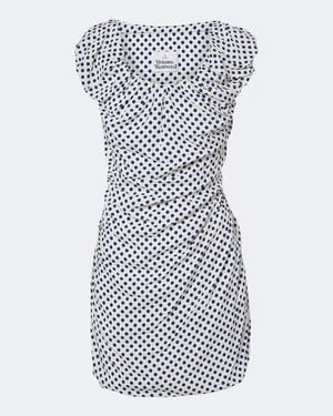 Vivienne Westwood Ginnie Amber Draped Polka-Dot Minidress - Blue