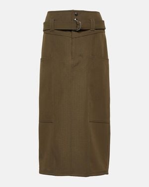 Tod's Wool Midi Skirt - Green