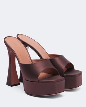 AMINA MUADDI Plateau-Mules Dalida Aus Satin - Braun