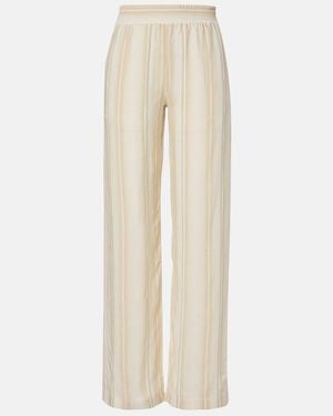 Victoria Beckham Striped Wide-Leg Trousers - Natural