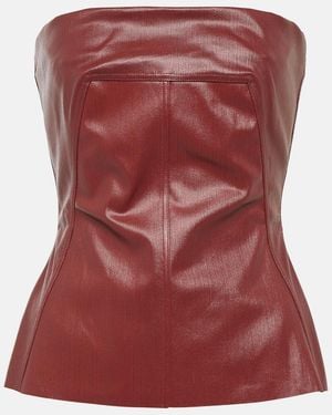 Rick Owens Coated Denim Corset Top - Red
