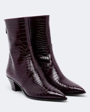 Aquazzura Brunswick Croc-Effect Leather Ankle Boots - Brown