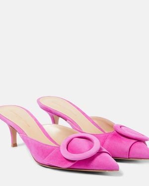 Gianvito Rossi Portofino Suede Mules - Pink