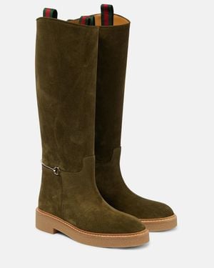 Gucci Botas Altas De Ante Con Horsebit - Verde