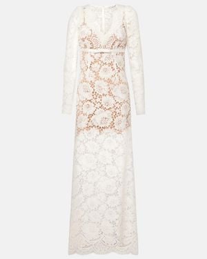 Self-Portrait Bow-Detail Lace Maxi Dress - White