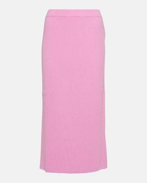 Jardin Des Orangers High-Rise Ribbed-Knit Cashmere Midi Skirt - Pink