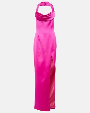 Rasario Vestido Largo De Saten - Rosa