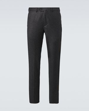 Loro Piana Carlo Wool And Cashmere Straight Trousers - Black