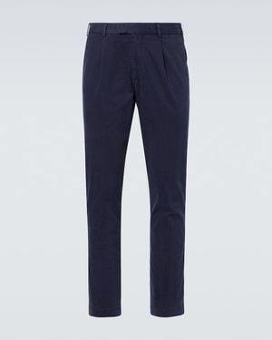 Thom Sweeney Cotton Straight Trousers - Blue
