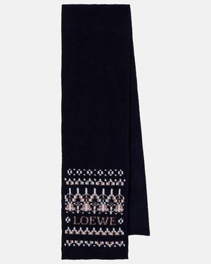 Loewe Schal Aus Einem Wollgemisch Mit Pailletten - Blau