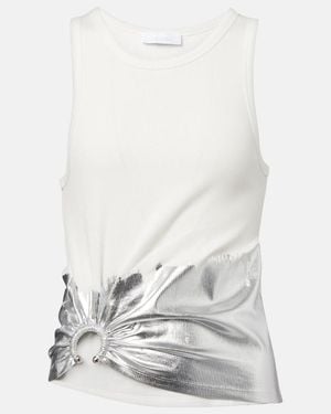Rabanne Gathered Cotton-Blend Tank Top - White
