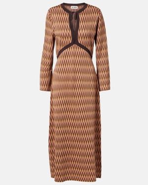 RIXO London Pamela Jacquard Midi Dress - Brown