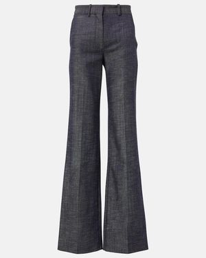 JOSEPH Morissey Wool And Cotton Flared Pants - Blue