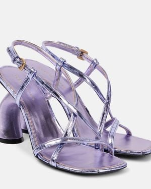 Dries Van Noten Metallic Leather Sandals - Purple