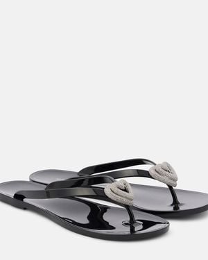 Mach & Mach Double Heart Embellished Thong Sandals - Gray