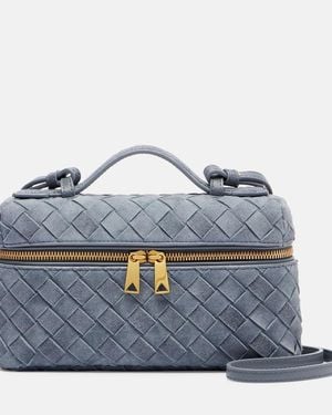 Bottega Veneta Bang Bang Intrecciato Suede Vanity Bag - Blue