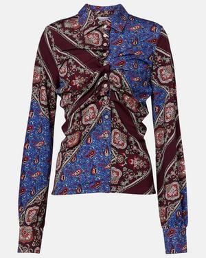 Rabanne Gathered Paisley Printed Shirt - Blue