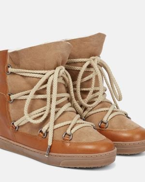 Isabel Marant Nowles Shearling-lined Suede & Leather Boots - Brown