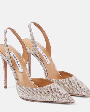 Aquazzura So Nude 105 Embellished Slingback Court Shoes - Natural