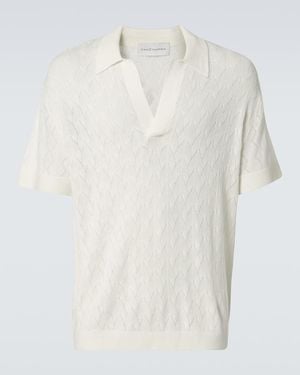 King & Tuckfield Open-Knit Wool Polo Jumper - White