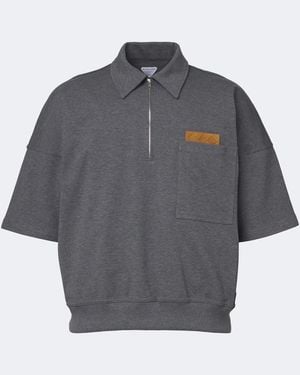 Bottega Veneta Intrecciato Cotton Polo Shirt - Grey