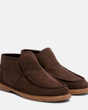 Yves Salomon Shearling-Lined Suede Ankle Boots - Brown