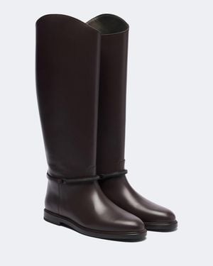 Brunello Cucinelli Monili Leather Knee-High Boots - Black