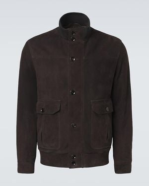 Brioni Suede Bomber Jacket - Black