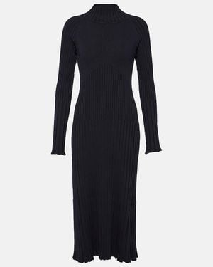 Proenza Schouler Carmen Ribbed-Knit High-Neck Midi Dress - Blue