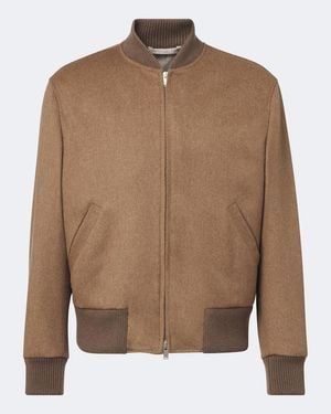 Lardini Virgin Wool Bomber Jacket - Brown