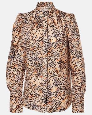Isabel Marant Lamia Leopard-Print Ruffled Blouse - Brown