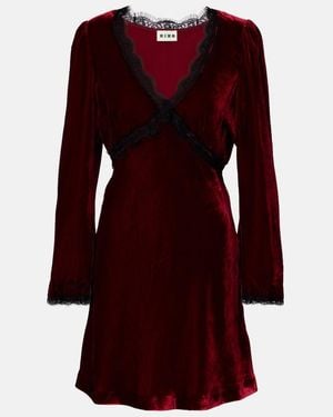 RIXO London Macie Lace-Trimmed Velvet Minidress - Red